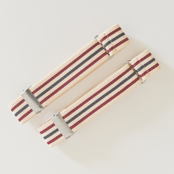 Ärmelhalter beige rot-blau gestreift